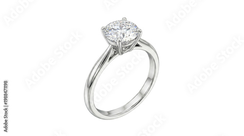 Classic Solitaire Diamond Ring Isolated on white Background for Timeless Engagement Moments  
