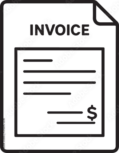 Minimal Black Line Invoice Document Illustration