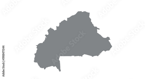 A dark gray silhouette depicts the geographical shape of burkina faso africa high quality professional detailed