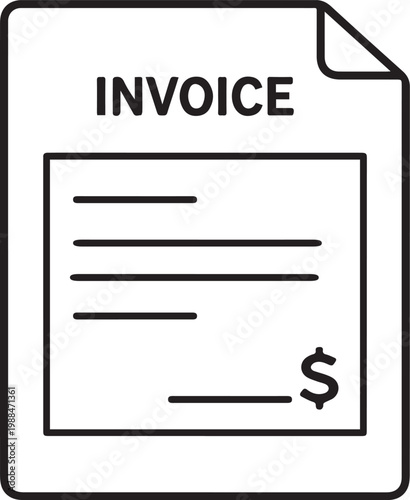 Clean Minimal Line Invoice Document Icon