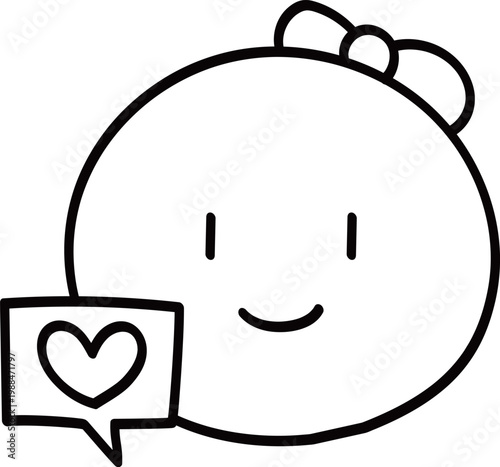 Minimalist Character Profile Icon with Heart Message Bubble for Social Media