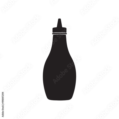 Ketchup bottle silhouette icon vector flat design.