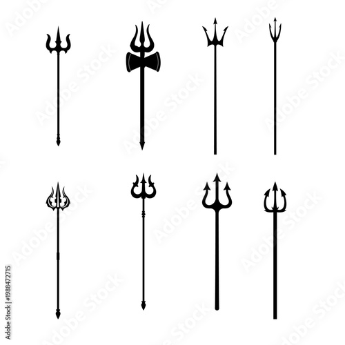 Hindu Trishul Vector Collection - Lord Shiva Trident Symbol Variations