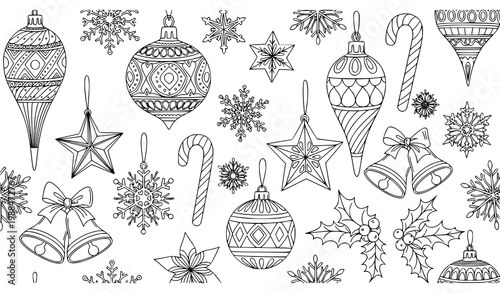 Christmas pattern coloring page vector decorative holiday seamless outline
