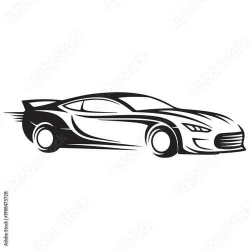 Modern sports car silhouette vector illustration with dynamic speed lines for automotive branding and racing logo design