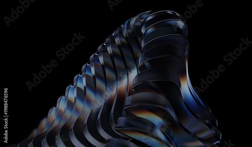 Quadro su tela Abstract 3D background featuring neon gradient holographic light, crystal patter