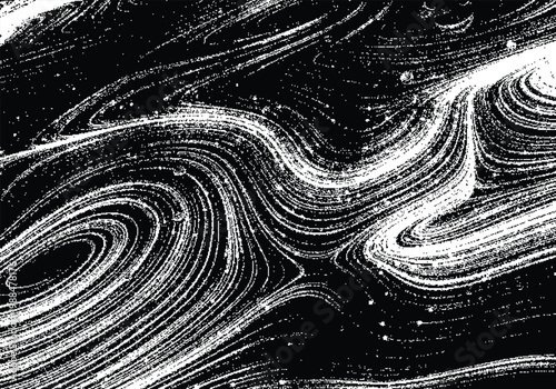 Abstract black and white fluid marble texture with swirling patterns and liquid motion