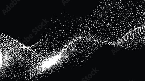 Abstract digital wave of glowing particles on, futuristic data flow, technology background