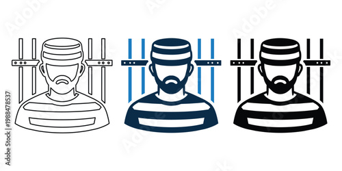 Prisoner Mugshot Icon Set – Criminal Identification Vector Collection