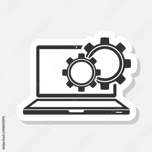 Computer repair logo template sticker isolated on gray background
