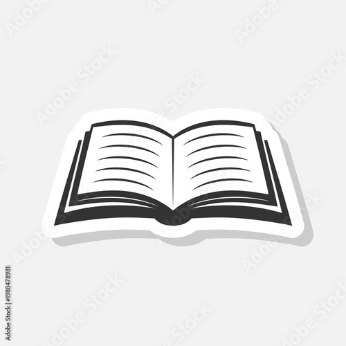 Open book icon sticker isolated on gray background