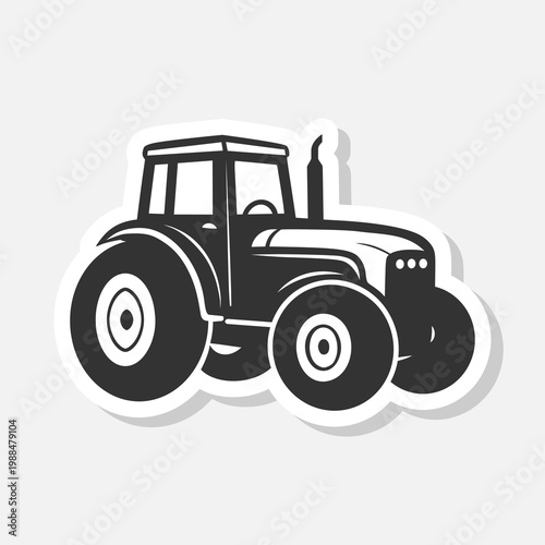Tractor icon sticker isolated on gray background