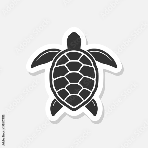  Sea turtle icon sticker isolated on gray background