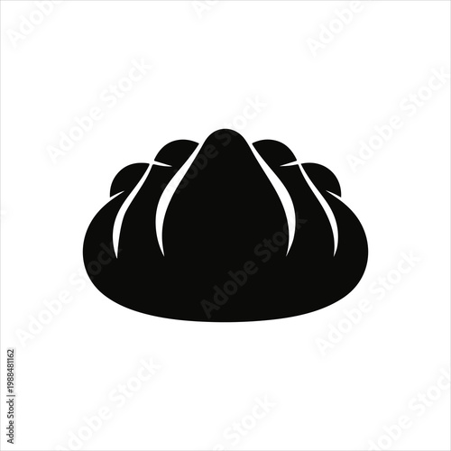 Traditional Georgian Khinkali Black Silhouette, Isolated Vector Illustration.