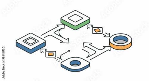 A flowchart diagram with arrows and blocks.