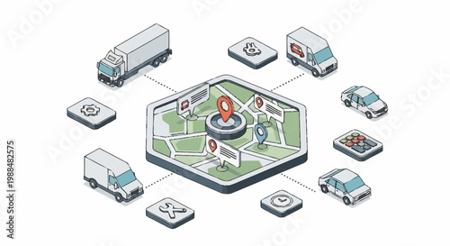 Logistics and delivery concept with vehicles.