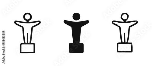 Human Achievement Trophy Icon Set for Individual Success and Winner Recognition in Various Artistic Styles