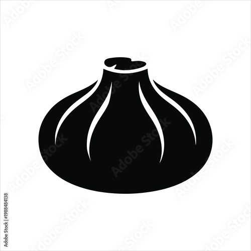 Traditional Georgian Khinkali Black Silhouette, Isolated Vector Illustration.