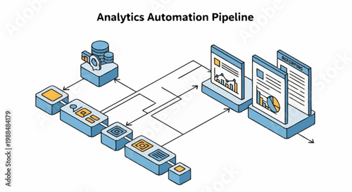 Infographic illustrating an analytics automation workflow process.
