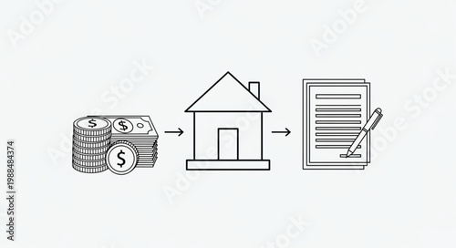 Real Estate Transaction Process Money House Contract Agreement.