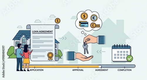 Real Estate Transaction Process Illustration.