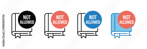 Banned book icon set multiple style vector illustration