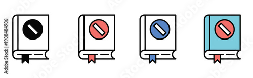 Banned book icon set multiple style vector illustration