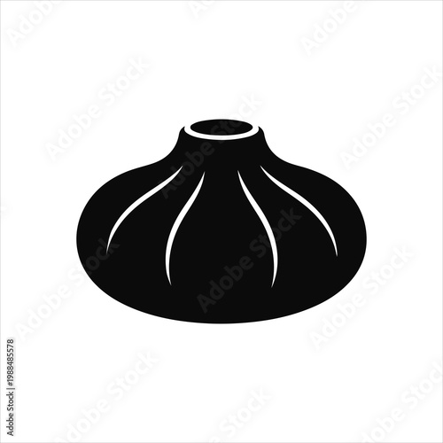 Khinkali Silhouette Vector, Georgian Dumpling Icon, Minimalist Food Logo.