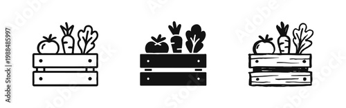 Fresh Grocery Delivery Icon with Vegetable Crate for Farm to Table Service