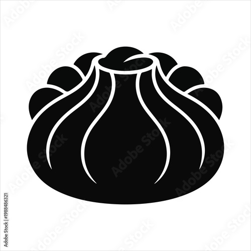 Traditional Georgian Khinkali Black Silhouette, Isolated Vector Illustration.