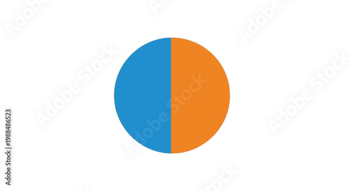 Simple graphic of a blue and orange circle divided vertically in half, isolated on a white background.