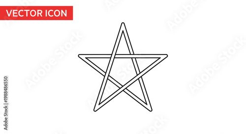 Simple outline pentagram star icon, a five-pointed star symbol, vector graphic on white background