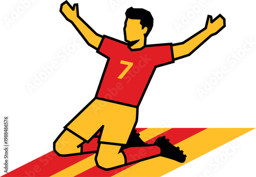 Soccer championship 2026 celebrating player victory illustration