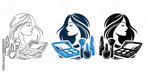 Beauty Makeup Artist Icon Set – Cosmetics and Fashion Styling Vector Collection