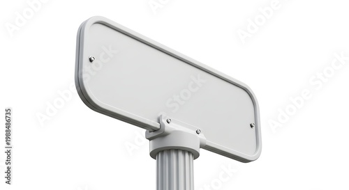 Modern White Street Sign Mounted On Fluted Column For Urban Navigation And Wayfinding Information Display White Background