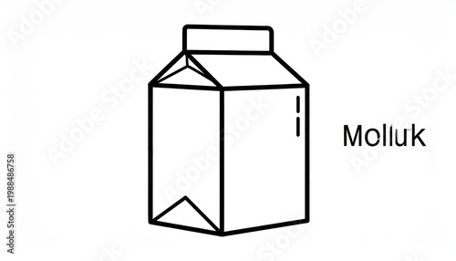 Simple Line Drawing of a Milk Carton with the Word Molluk.