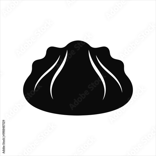 Traditional Georgian Khinkali Black Silhouette, Isolated Vector Illustration.
