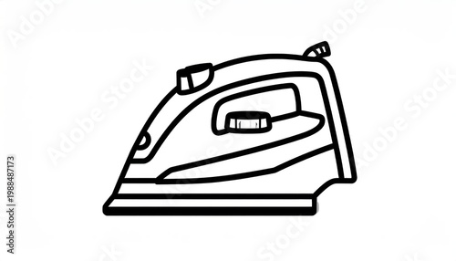 Simple Line Drawing of a Modern Steam Iron.