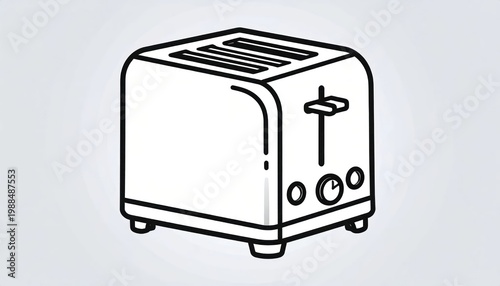 Simple Line Drawing of a Modern Two-Slice Toaster.