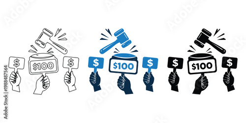 Money Growth and Income Increase Icon Set – Financial Profit Vector Collection