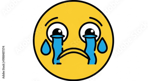 Sad Face Crying Emoji Icon.