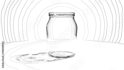 Laboratory glassware and scientific research icon set with flask beaker and glass jar line symbols