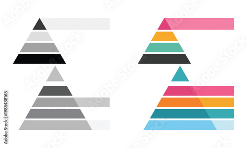 Tableau sur toile 4 tier pyramid chart blank vector design, infographic template hierarchical leve