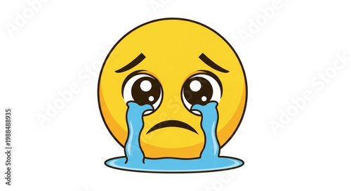 Sad Crying Emoji Face Character.