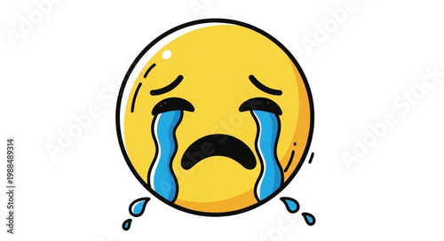 Sad Crying Emoji Face Illustration.