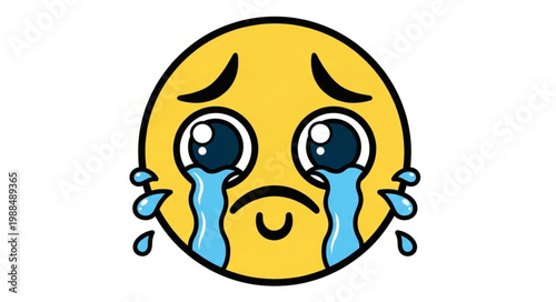 Sad Crying Emoji Face Illustration.