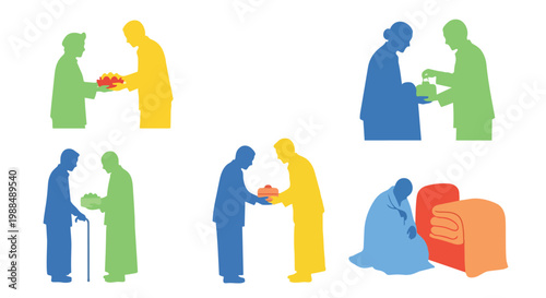 Acts of Kindness Vector Illustrations Giving and Caring