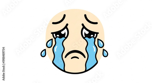 Sad crying emoji face with tears.
