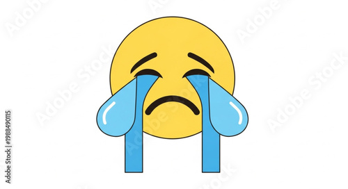 Sad crying emoji face with tears streaming down.