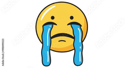 Sad crying emoji face with tears streaming down.